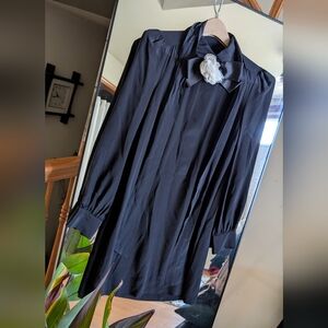 Kate Spade Black Midi Dress with White Flower Accent